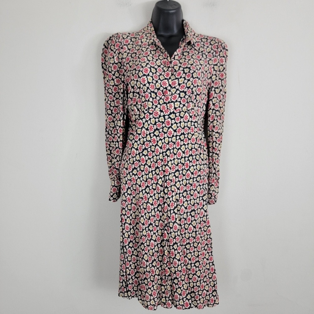 Doen Dress Eliot Navy Bell Flower Blossom Printed Short Mini Size S Spring READ!